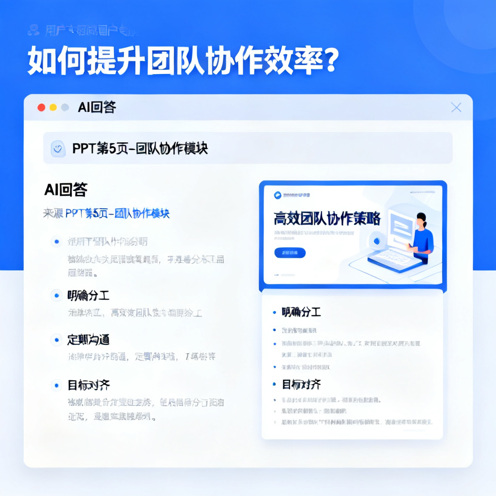 一张交互界面截图，显示用户提问后AI自动标出答案来源的PPT页面，风格清晰专业