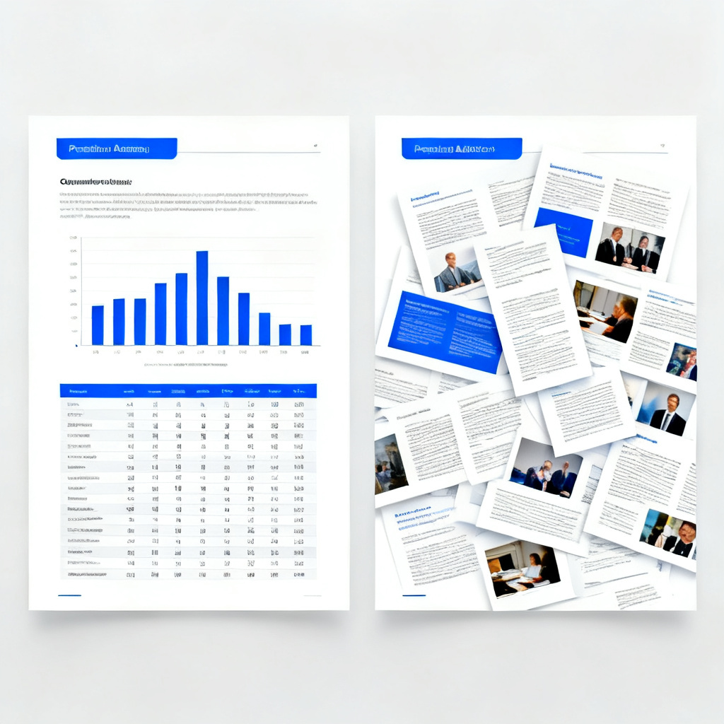 A side-by-side comparison of an academic PPT slide created by ChatPPT (left) and a manually created slide (right). The left slide shows a clear logical structure with a bar chart and a table of statistical results, while the right slide has a cluttered layout with overlapping text and images. The background is a clean white, with a blue accent color for headers. The overall style is professional and academic.