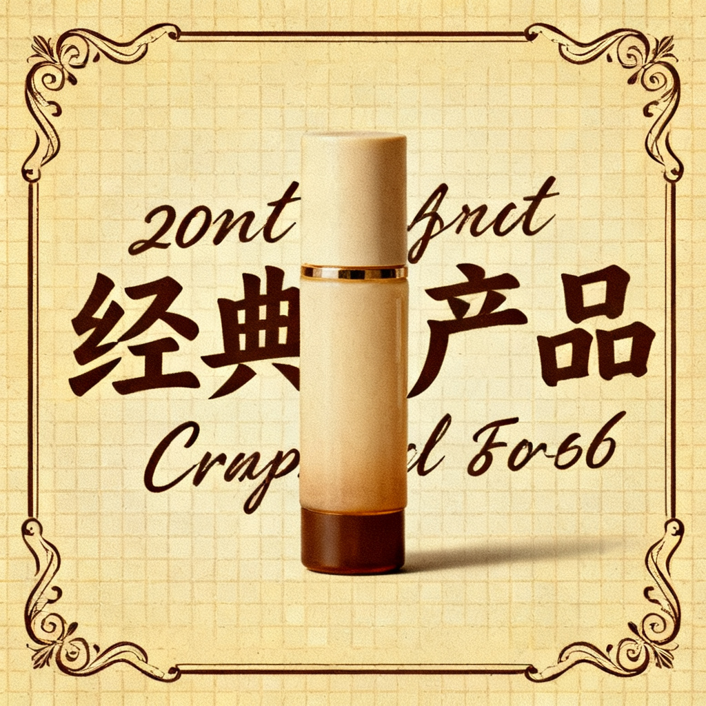 复古海报风格的产品展示，背景为米黄色，带有网格纹理，产品置于中央，周围环绕着手写风格的字体和装饰性边框，整体呈现20世纪50年代的广告美学。