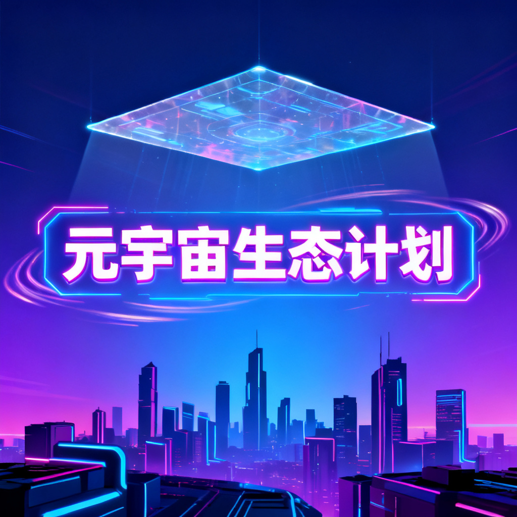 一张赛博朋克风格元宇宙路演PPT的样张，霓虹灯光、全息投影、未来城市天际线，文字标题清晰可编辑